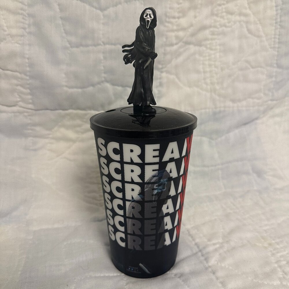 Scream 6 VI Ghost Face AMC CUP, Topper and Lid Raised Knife, no straw